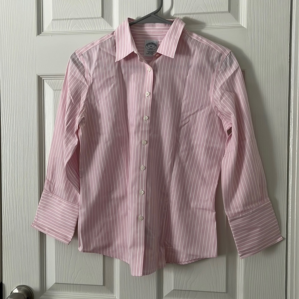 Brooks Brothers Petite Fit Pink Stripe Button Down Shirt